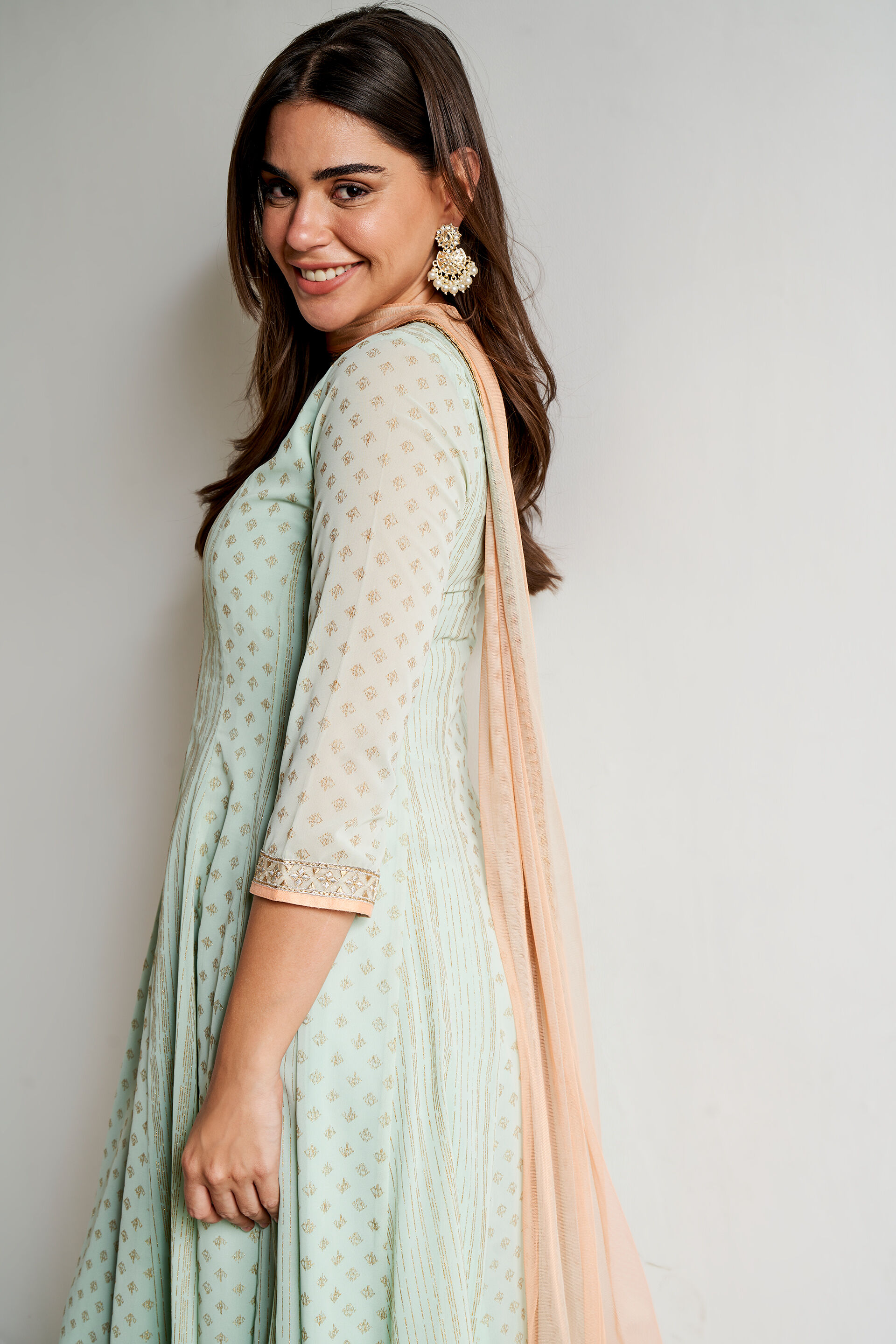 Green Foil Print Flared Set of 2, Green, image 4